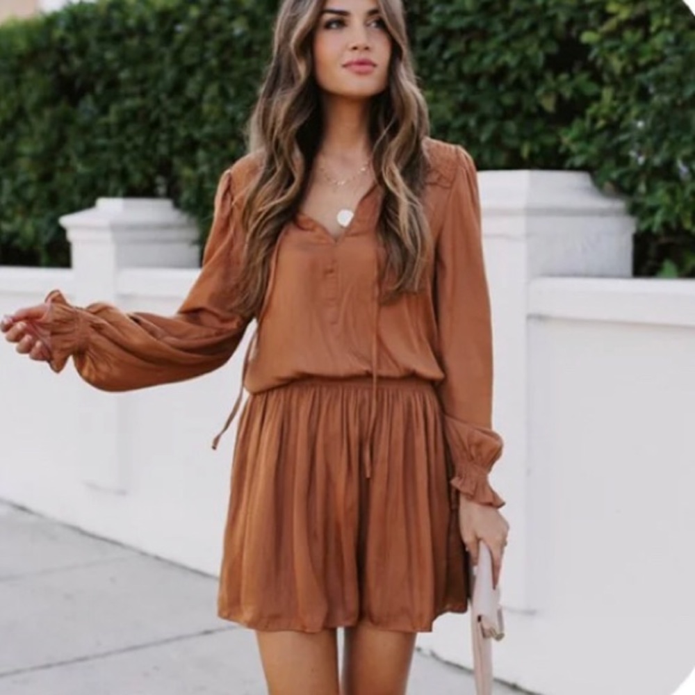 Mustard Seed Rust Brown Long Sleeve Romper